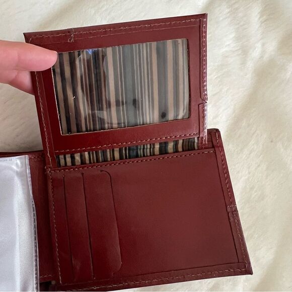 Men’s Leather Bifold Wallet by Aldo Nero  Gorgeous Bicolor Rich Dark Brown - Picture 7 of 12